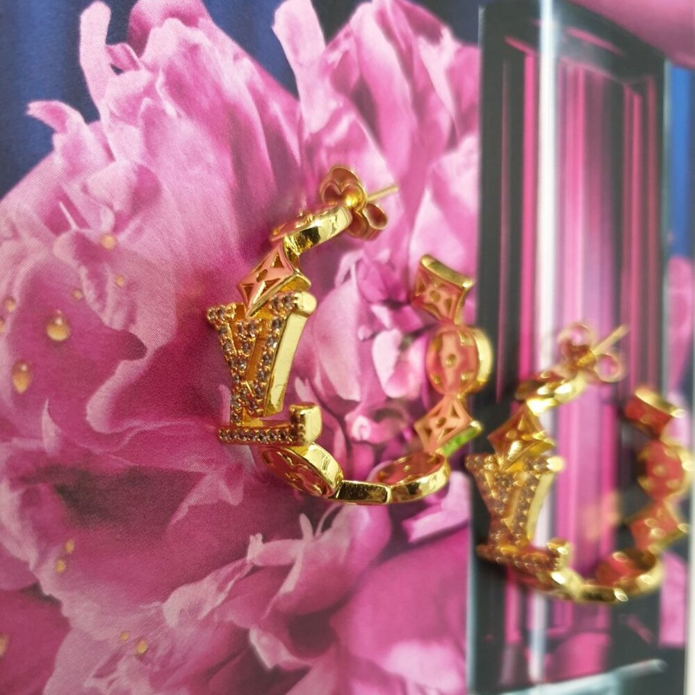 Gold Metal Louis Vuitton Dangle Crystals Earrings Fashion Women Jewelry Gift